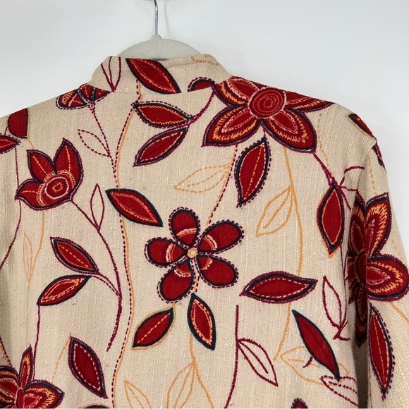 Coldwater Creek Floral Embroidered Collared Long Sleeves Buttondown Jacket - Picture 2 of 10